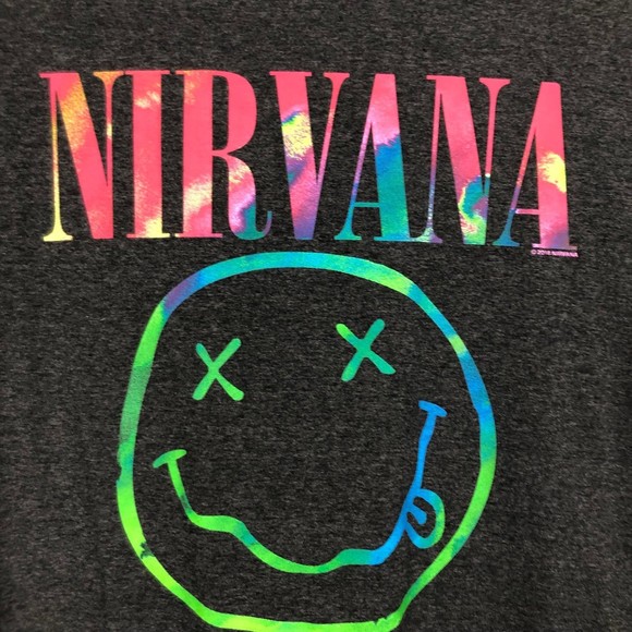 Nirvana Shirt Juniors XL Gray w/Rainbow colors Band Tee - Picture 4 of 4